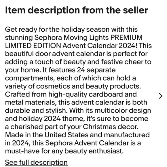 Sephora Premiun 24 Day Advent Calendar - Picture 3 of 5